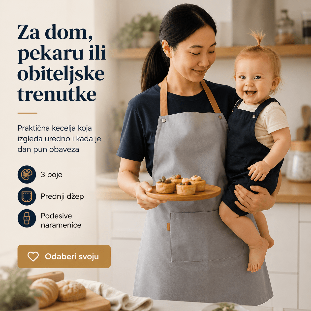 Premium Kuhinjska Kecelje – Posuđe i Kuhinjski Pribor – Crna – slika 7