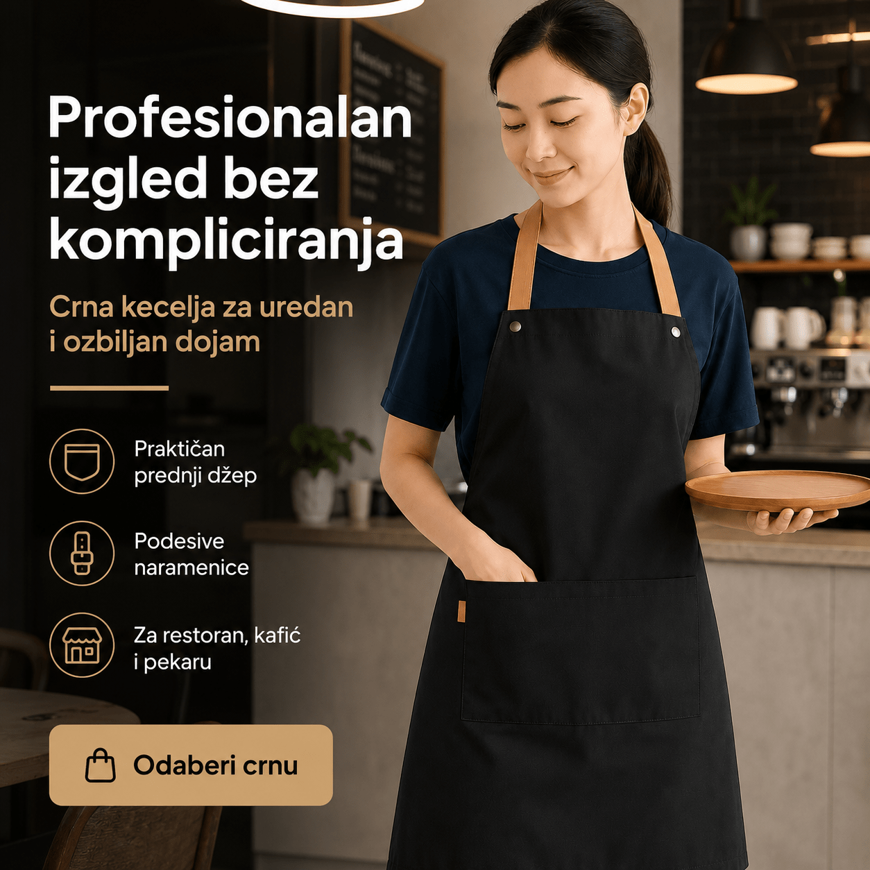 Premium Kuhinjska Kecelje – Posuđe i Kuhinjski Pribor – Crna – slika 6