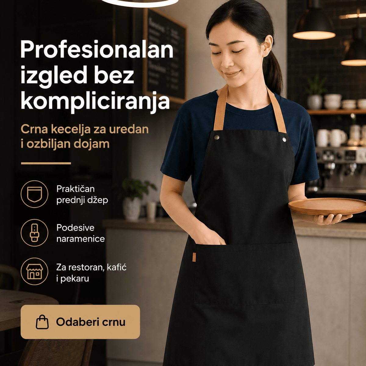 Premium Kuhinjska Kecelje – Posuđe i Kuhinjski Pribor – Crna – slika 6
