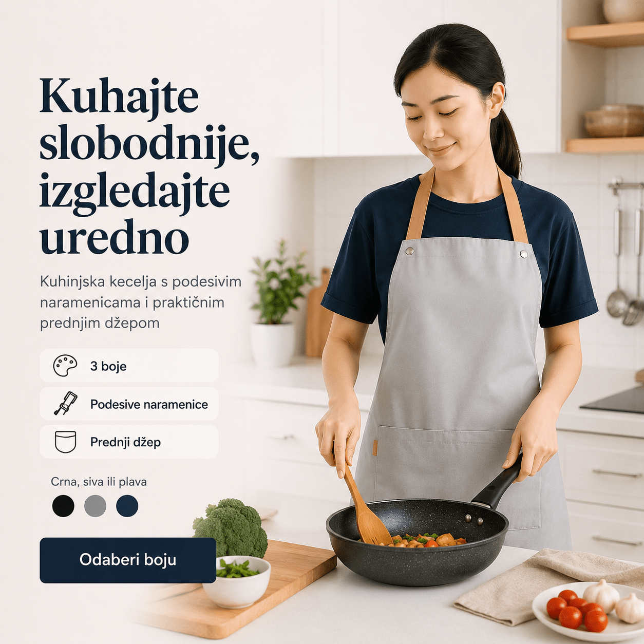Premium Kuhinjska Kecelje – Posuđe i Kuhinjski Pribor – Crna – slika 8