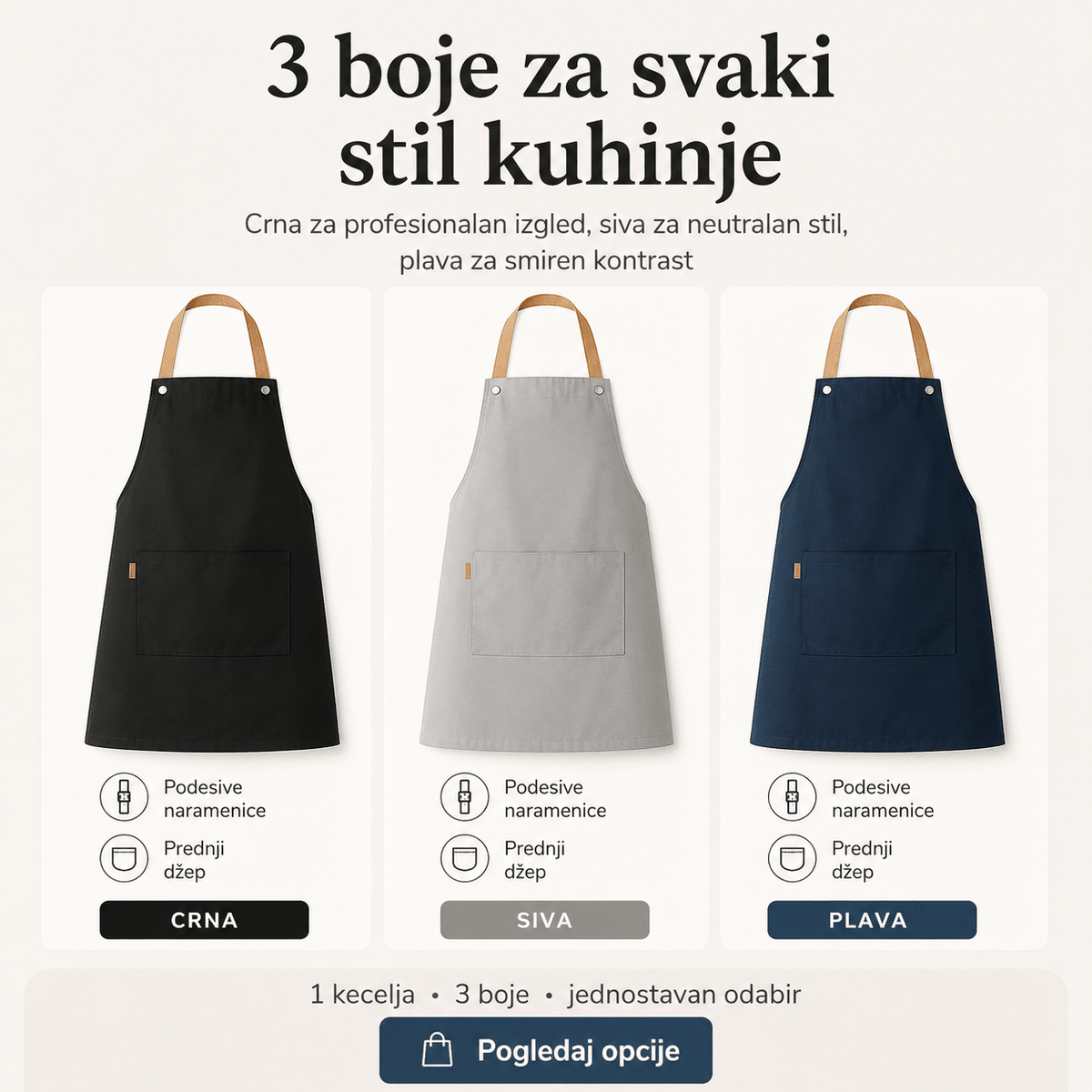 Premium Kuhinjska Kecelje – Posuđe i Kuhinjski Pribor – Crna – slika 2