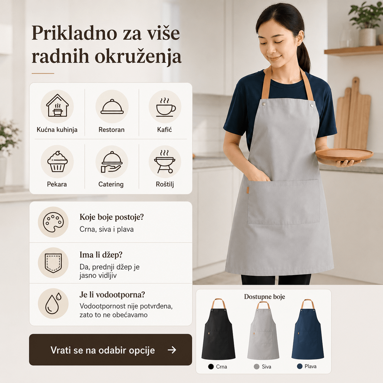Premium Kuhinjska Kecelje – Posuđe i Kuhinjski Pribor – Crna – slika 4