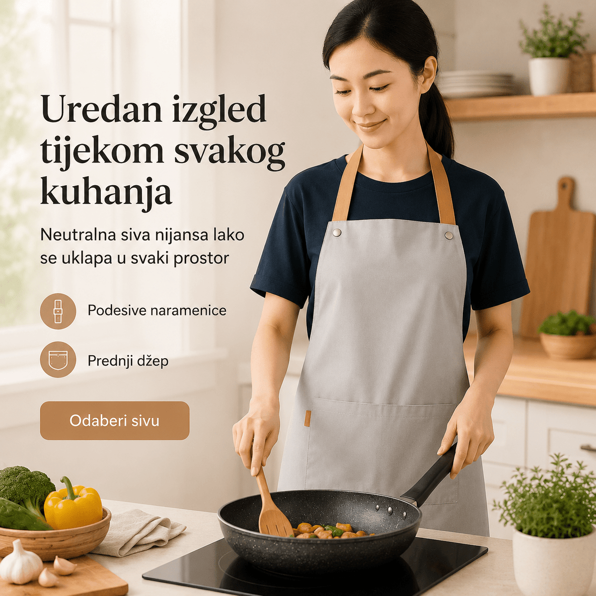 Premium Kuhinjska Kecelje – Posuđe i Kuhinjski Pribor – Crna – slika 5