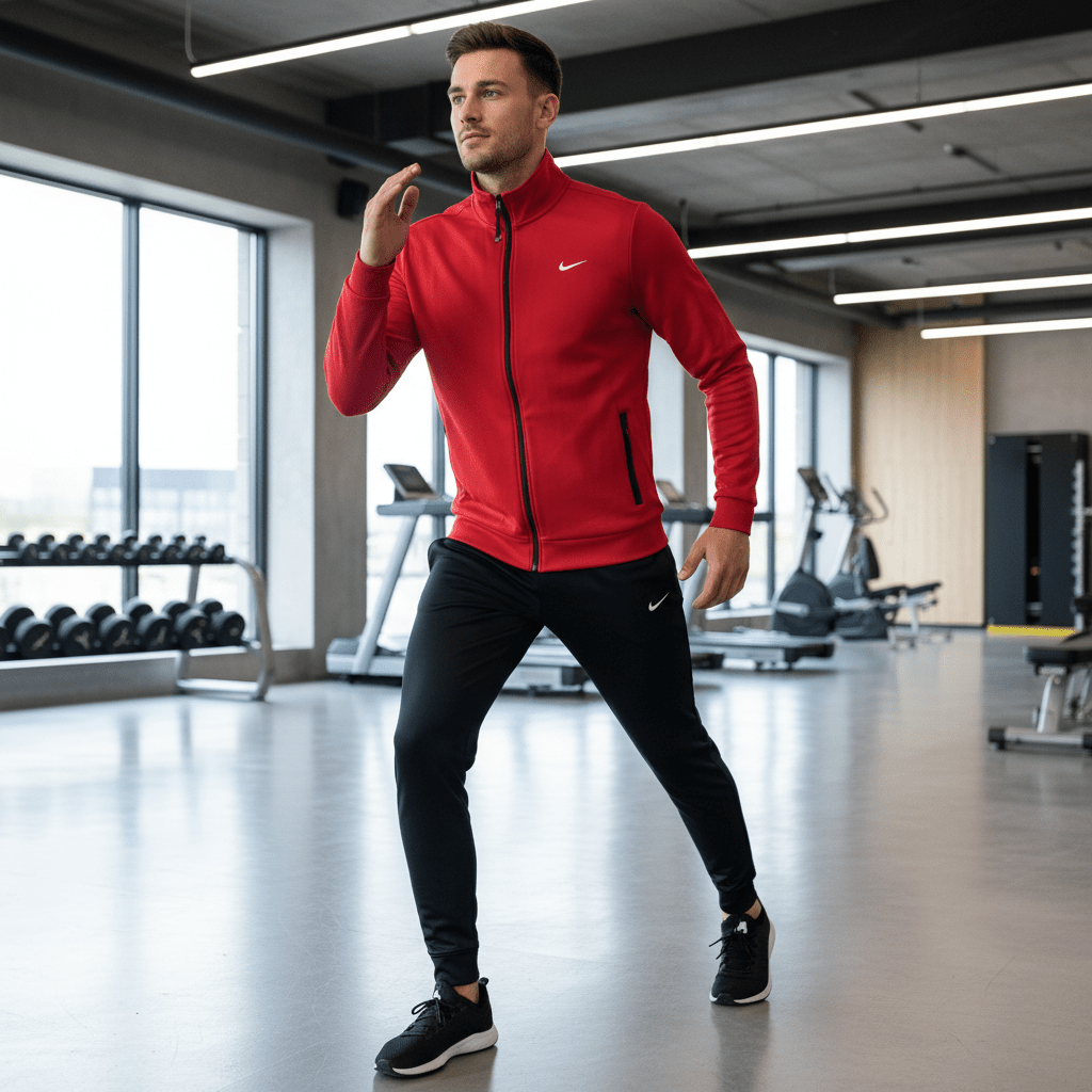 Premium Muška Sportska Trenerka – Sportska odjeća – S Crvena/Crna – slika 2