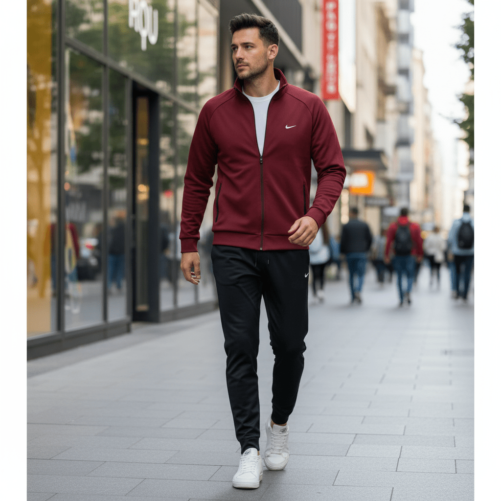 Premium Muška Trenerka – Muška sportska odjeća – S Bordo/Crna – slika 1