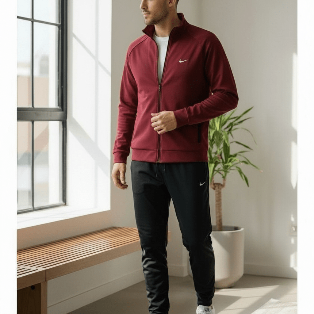 Premium Muška Trenerka – Muška sportska odjeća – S Bordo/Crna – slika 2