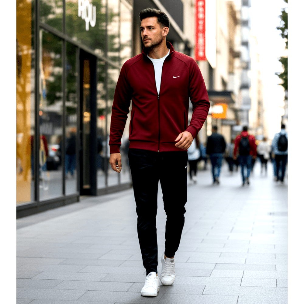 Premium Muška Trenerka – Muška sportska odjeća – S Bordo/Crna – slika 5