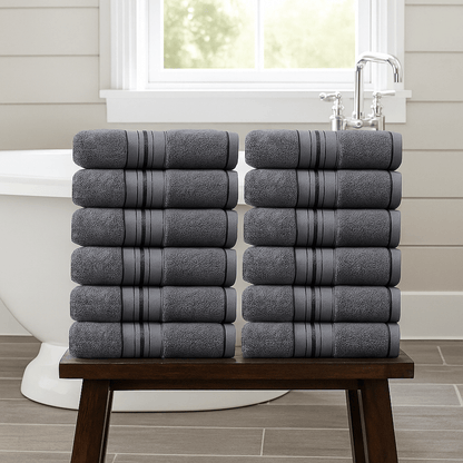Premium Turski Ručnici – – Sivi 12 - dijelni set 50x90cm – slika 1