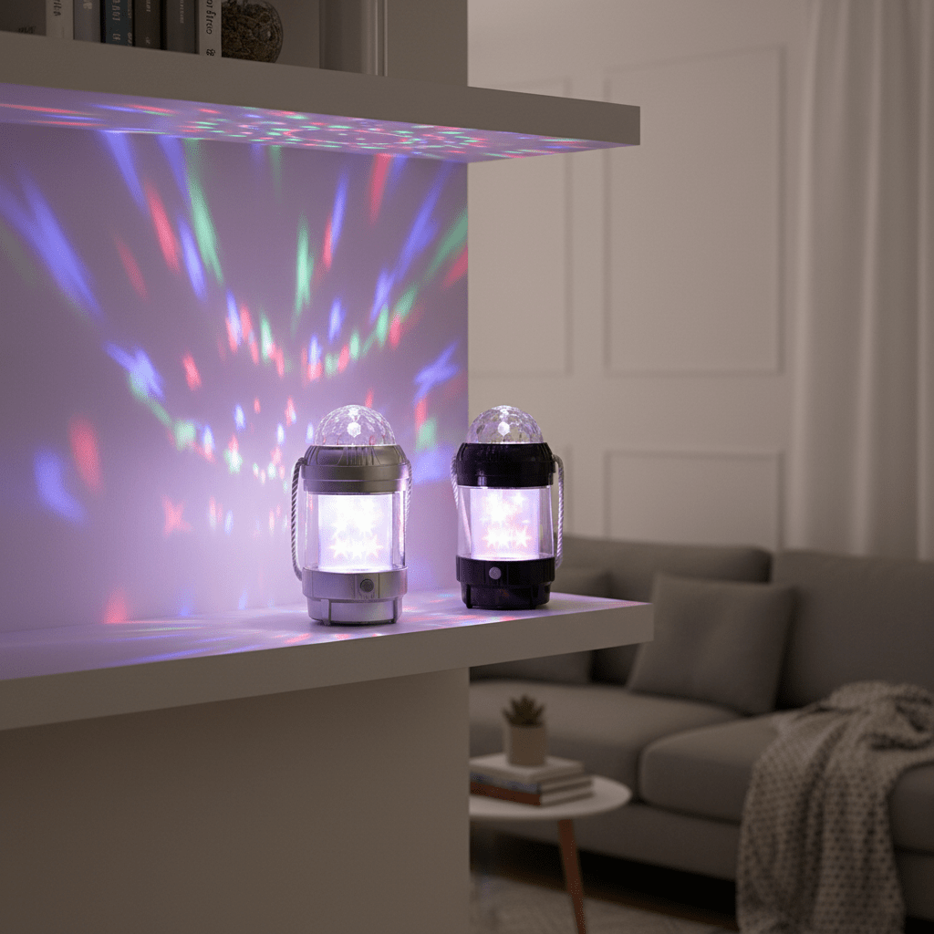 Prijenosna Disko Lampa Svjetiljka sa Zvijezdama i USB Punjenjem – Dječje igračke – Univerzalna Srebrna – slika 5