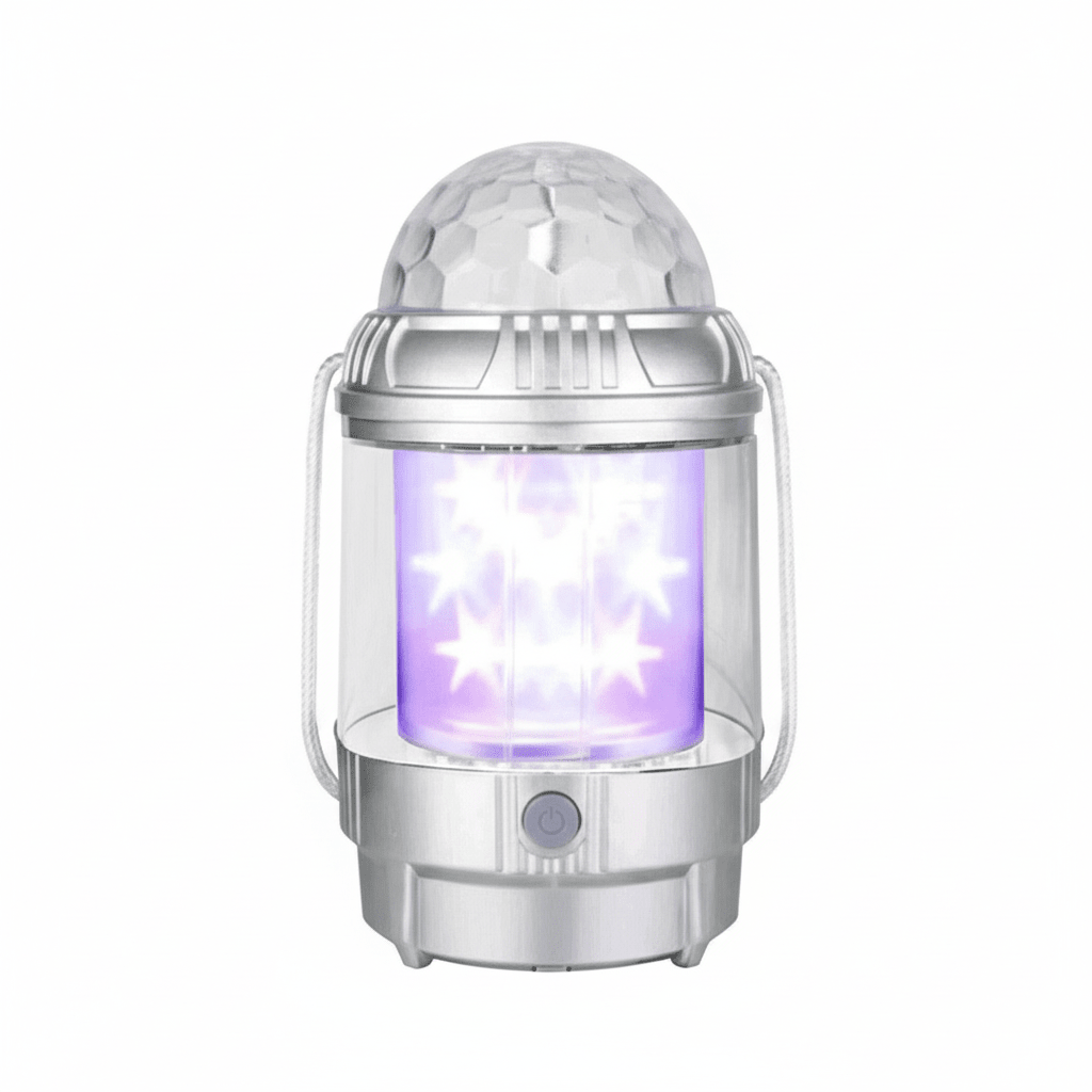 Prijenosna Disko Lampa Svjetiljka sa Zvijezdama i USB Punjenjem – Dječje igračke – Univerzalna Srebrna – slika 2