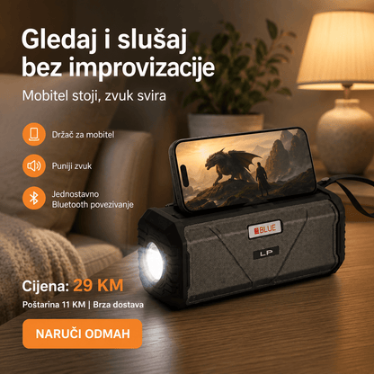 Prijenosni Bluetooth Zvučnik V115 s LED Lampom i Držačem za Mobitel – Bluetooth zvučnici – – slika 6