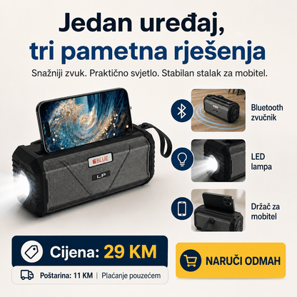 Prijenosni Bluetooth Zvučnik V115 s LED Lampom i Držačem za Mobitel – Bluetooth zvučnici – – slika 7