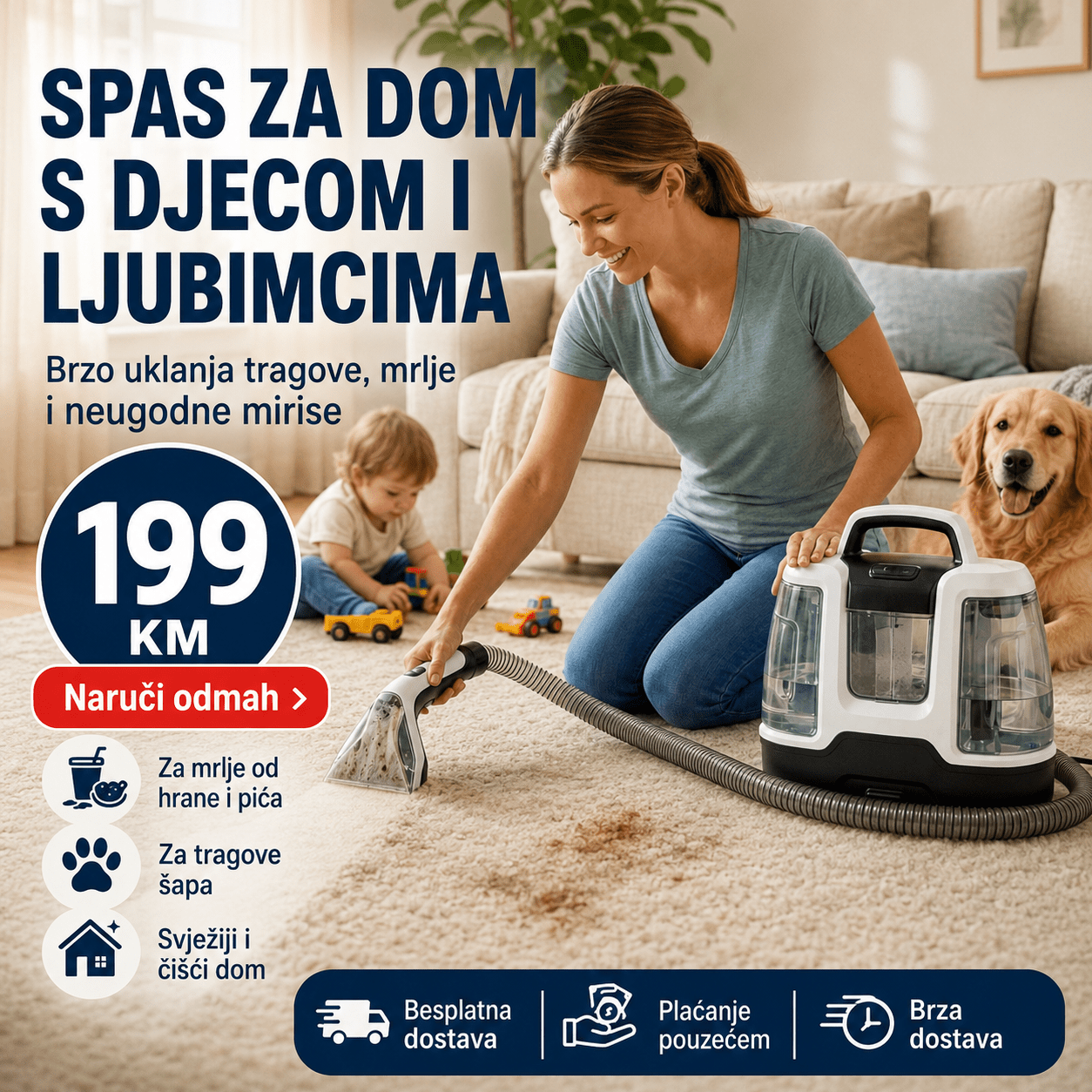 Prijenosni čistač tepiha i tapeciranog namještaja – Posteljina i Spavaća Soba – – slika 2