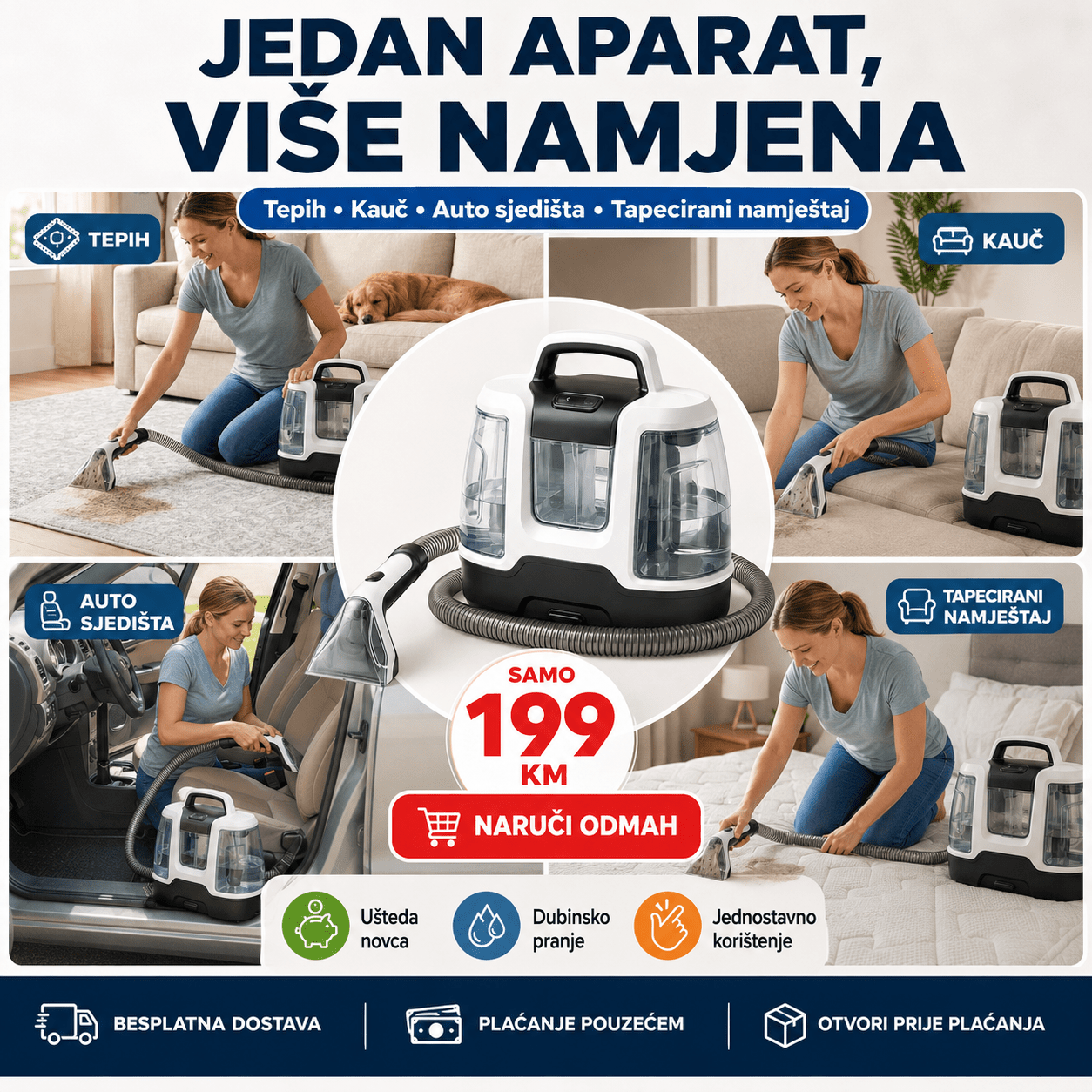 Prijenosni čistač tepiha i tapeciranog namještaja – Posteljina i Spavaća Soba – – slika 5