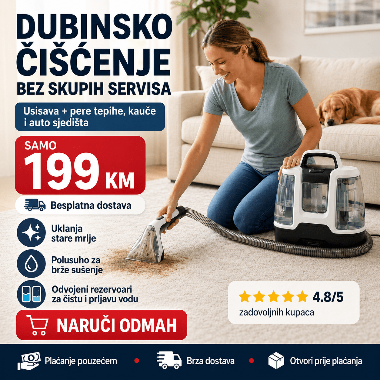 Prijenosni čistač tepiha i tapeciranog namještaja – Posteljina i Spavaća Soba – – slika 7
