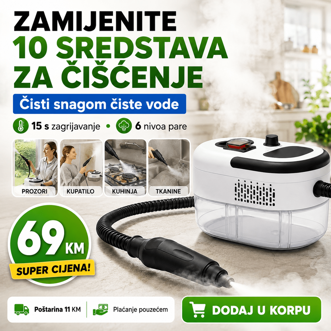 Prijenosni Parni Čistač – Kućanski Pribor i Čišćenje – – slika 4