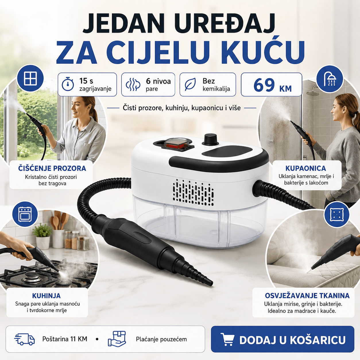 Prijenosni Parni Čistač – Kućanski Pribor i Čišćenje – – slika 3