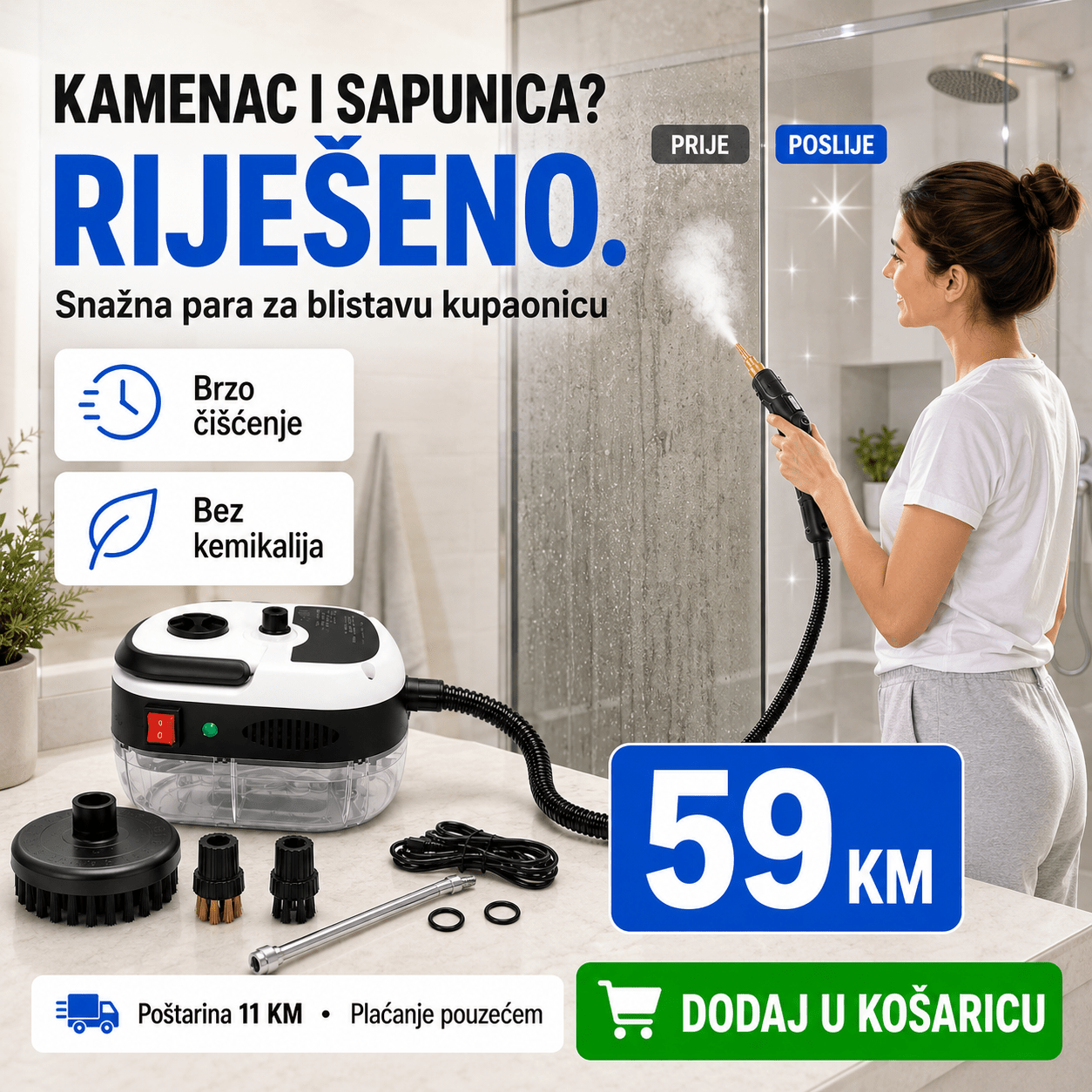 Prijenosni Parni Čistač – Kućanski Pribor i Čišćenje – – slika 2