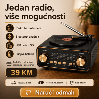Prijenosni Retro Radio MD-1320BT s Bluetoothom – Radio uređaji – – slika 7