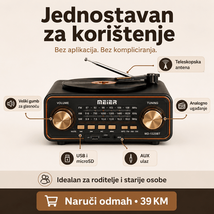 Prijenosni Retro Radio MD-1320BT s Bluetoothom – Radio uređaji – – slika 4