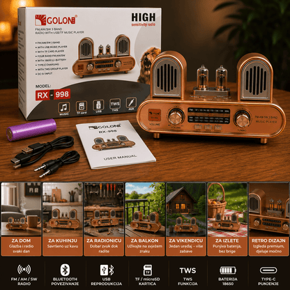 Prijenosni Retro Radio RX-998 s Bluetoothom – Radio uređaji – – slika 3