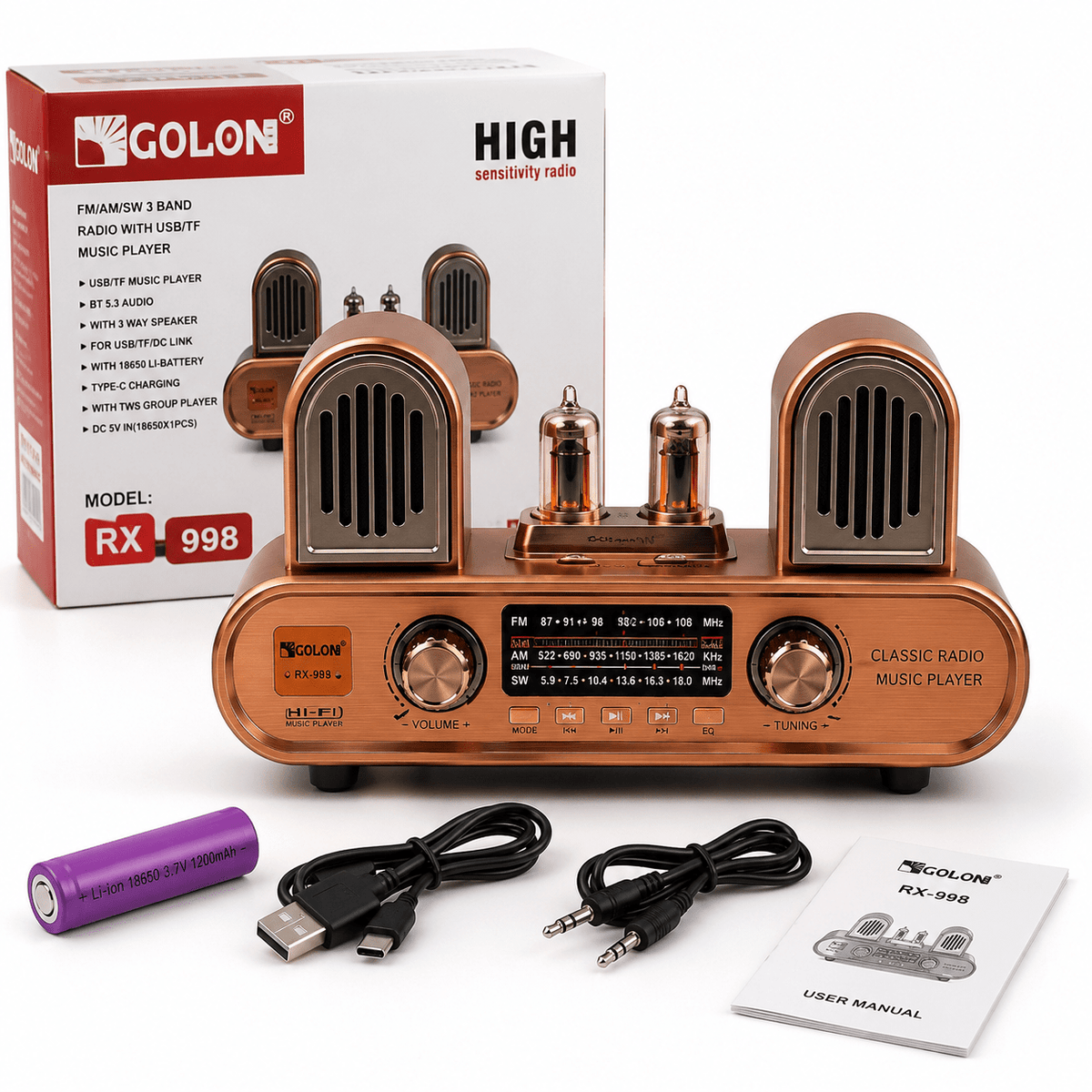Prijenosni Retro Radio RX-998 s Bluetoothom – Radio uređaji – – slika 2