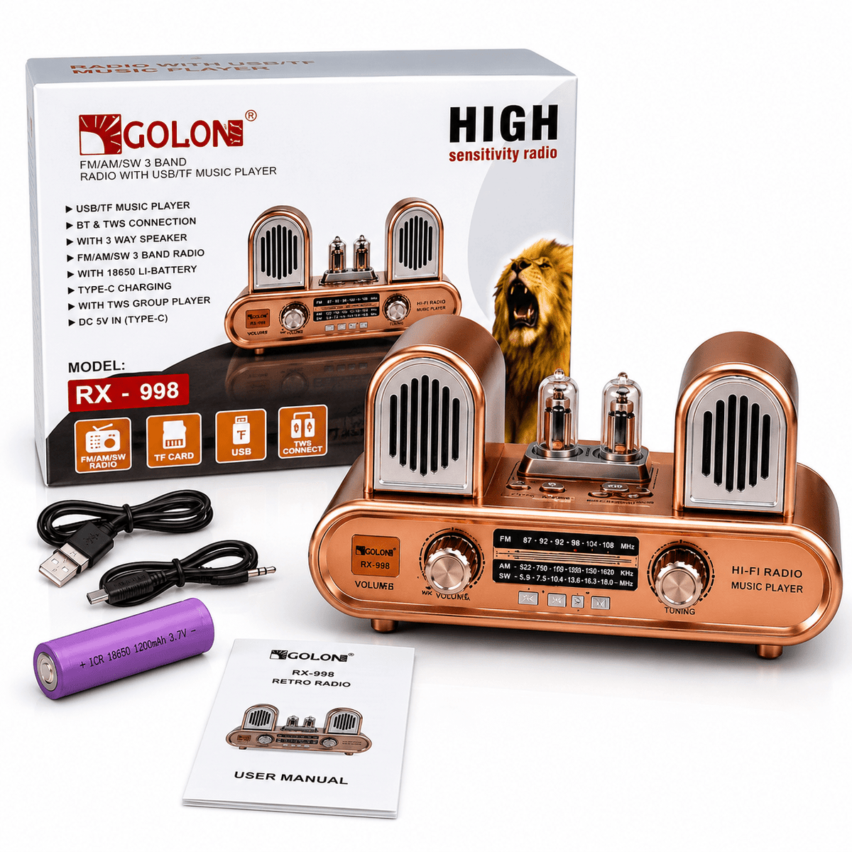 Prijenosni Retro Radio RX-998 s Bluetoothom – Radio uređaji – – slika 4