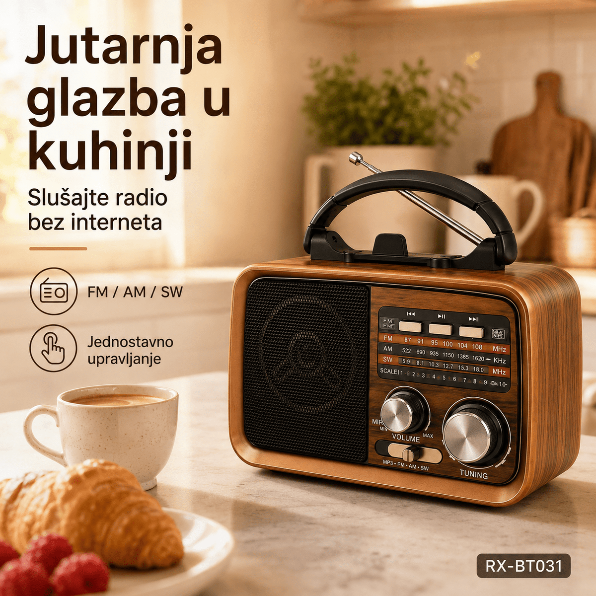 Prijenosni Retro Radio RX-BT031 s Bluetoothom – Radio uređaji – – slika 3