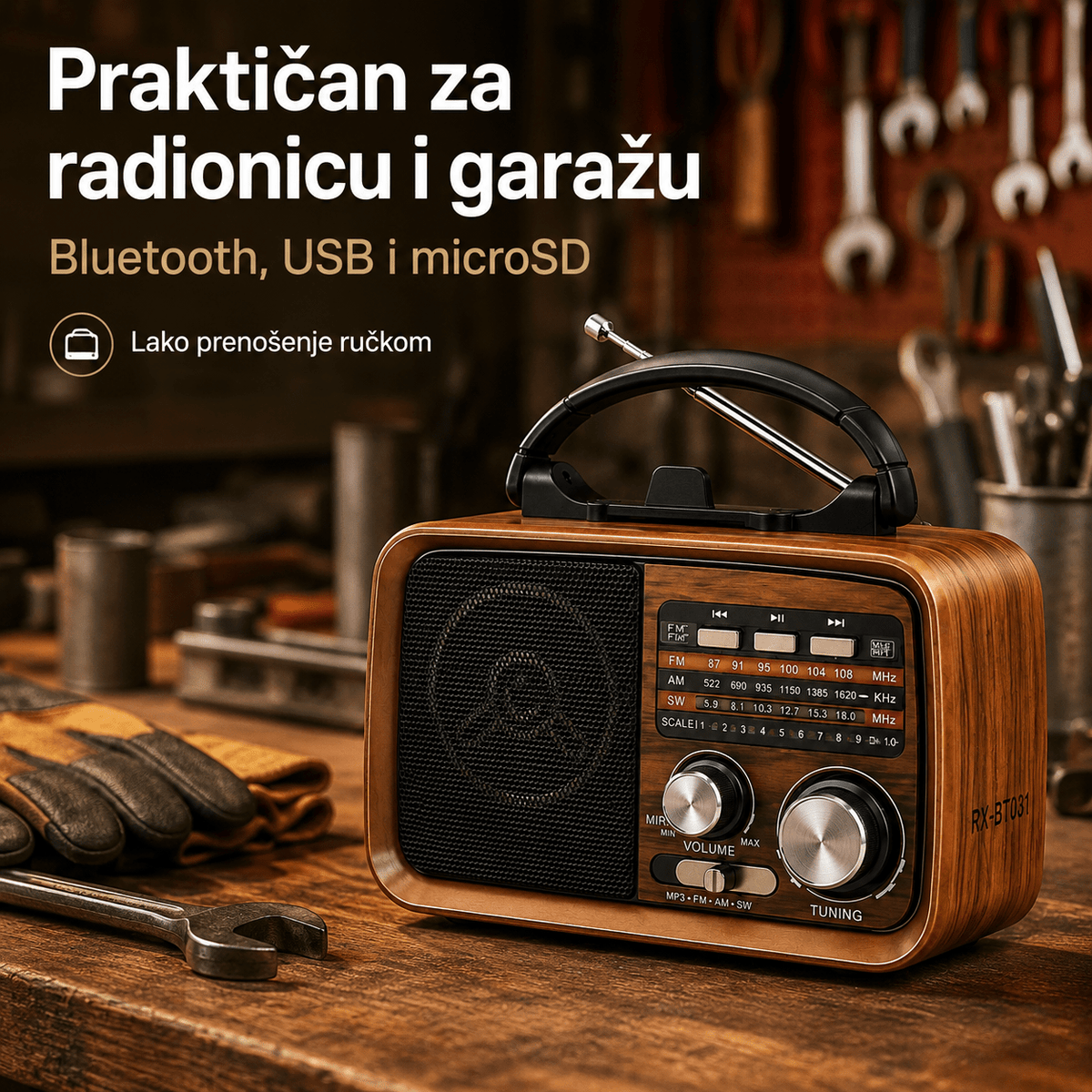Prijenosni Retro Radio RX-BT031 s Bluetoothom – Radio uređaji – – slika 4
