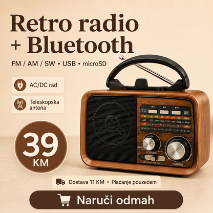 Prijenosni Retro Radio RX-BT031 s Bluetoothom – Radio uređaji – – slika 2