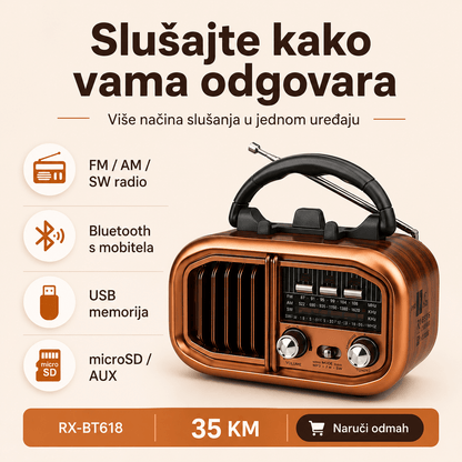 Prijenosni Retro Radio RX-BT618 s Bluetooth Zvučnikom – Radio uređaji – – slika 7