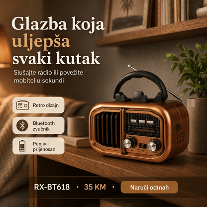 Prijenosni Retro Radio RX-BT618 s Bluetooth Zvučnikom – Radio uređaji – – slika 4