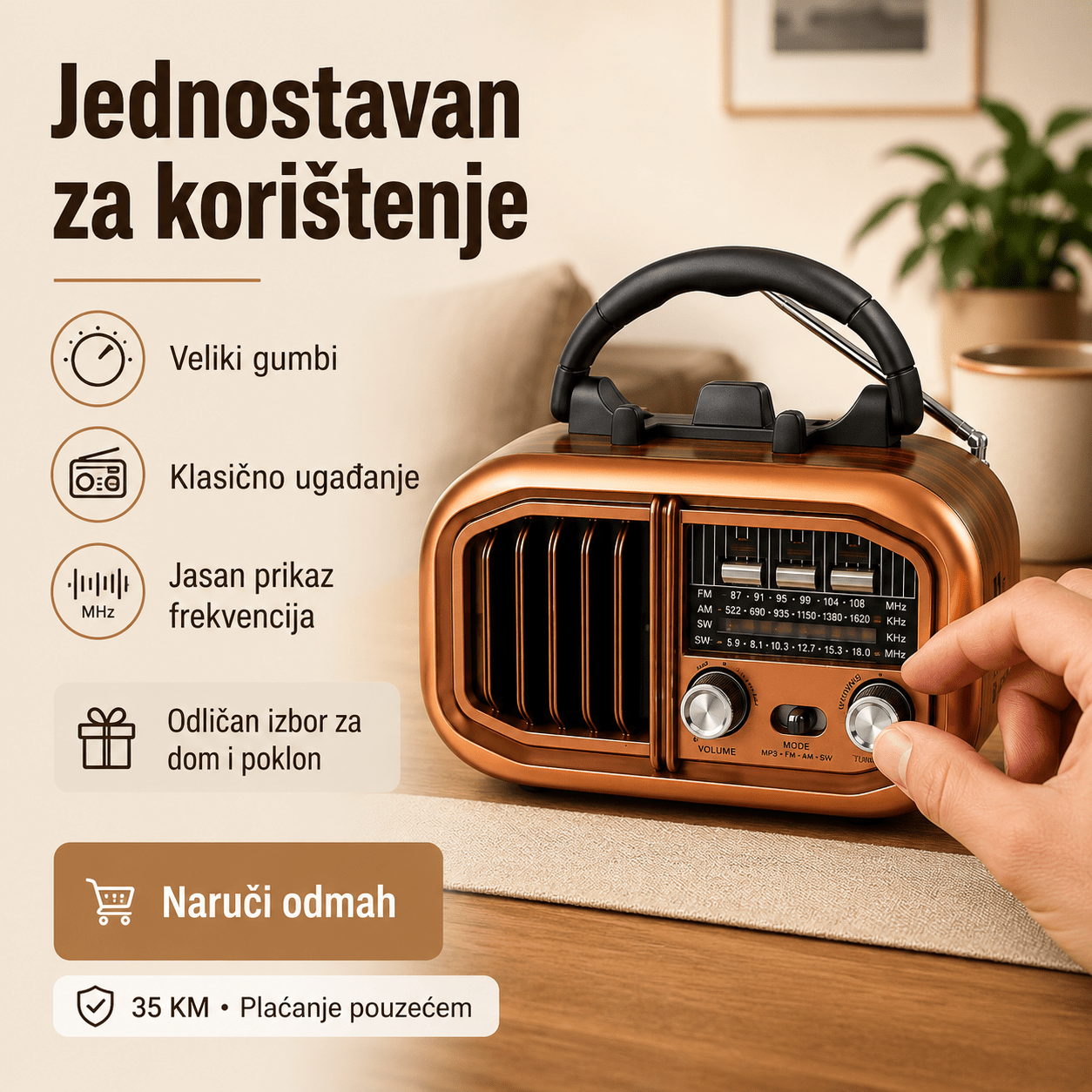 Prijenosni Retro Radio RX-BT618 s Bluetooth Zvučnikom – Radio uređaji – – slika 6