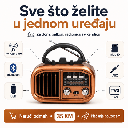 Prijenosni Retro Radio RX-BT618 s Bluetooth Zvučnikom – Radio uređaji – – slika 3