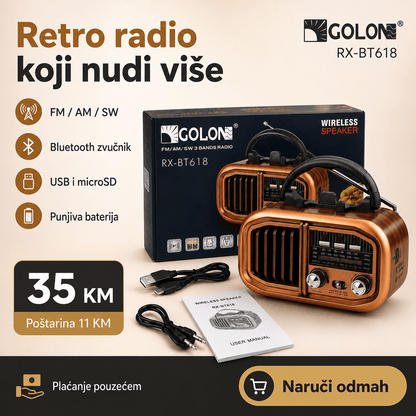 Prijenosni Retro Radio RX-BT618 s Bluetooth Zvučnikom – Radio uređaji – – slika 8