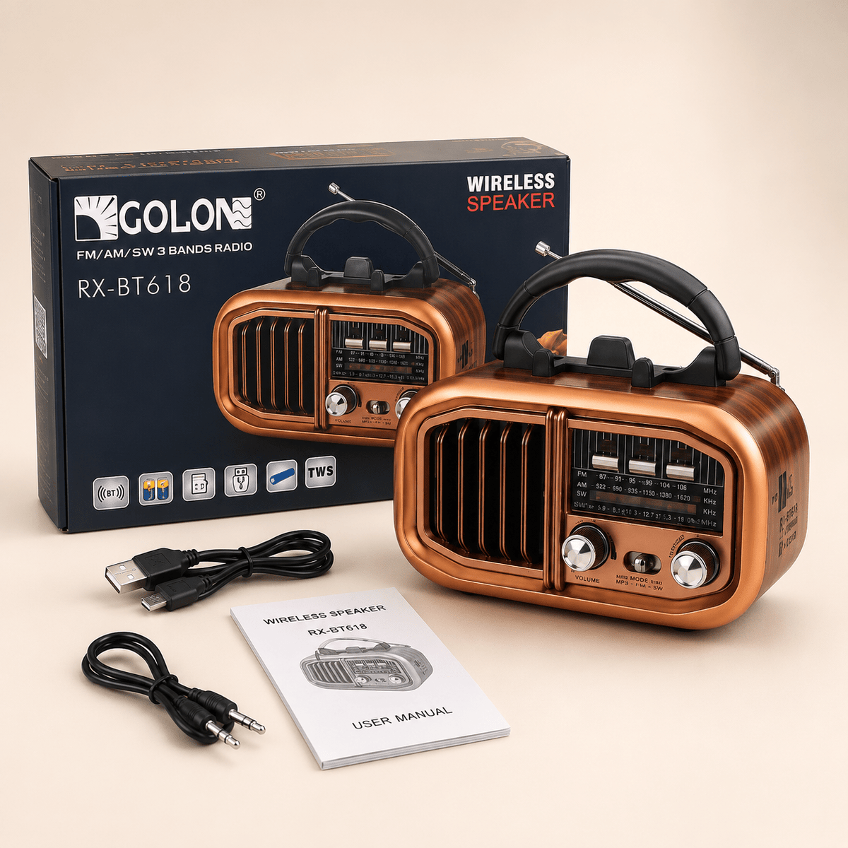 Prijenosni Retro Radio RX-BT618 s Bluetooth Zvučnikom – Radio uređaji – – slika 1