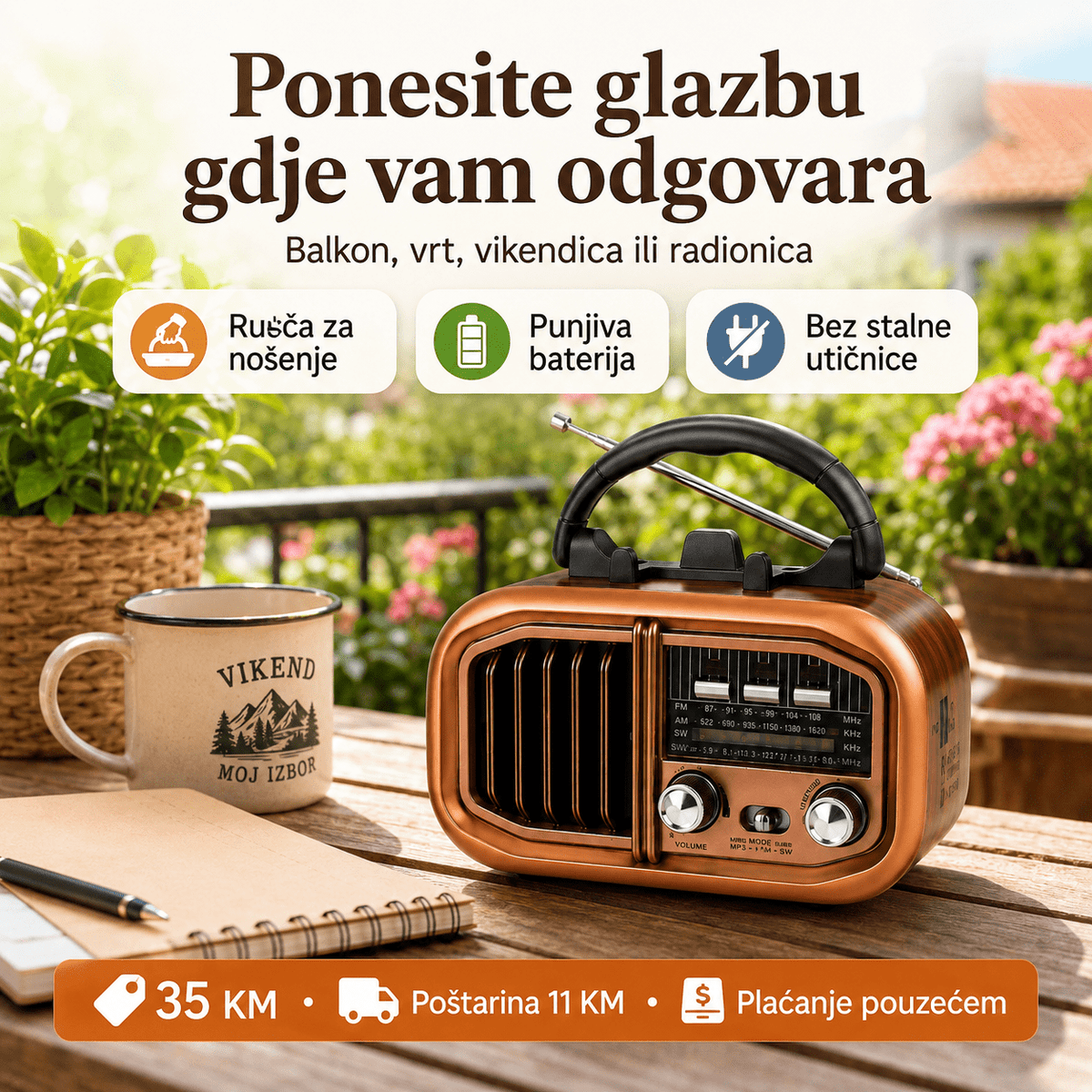 Prijenosni Retro Radio RX-BT618 s Bluetooth Zvučnikom – Radio uređaji – – slika 5