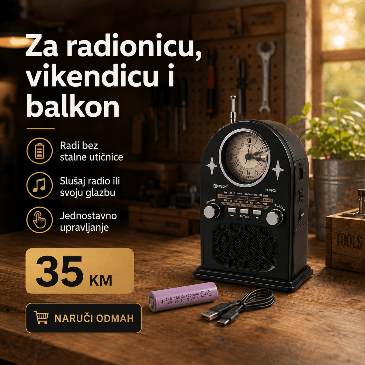 Prijenosni Retro Radio sa Satom RX-82CS – Radio uređaji – – slika 5