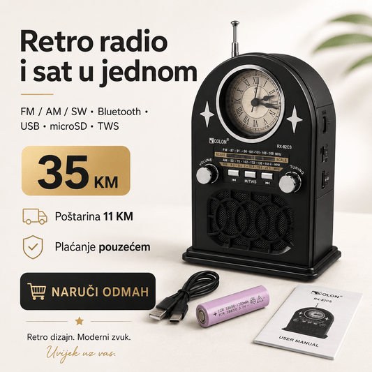 Prijenosni Retro Radio sa Satom RX-82CS – Radio uređaji – – slika 1
