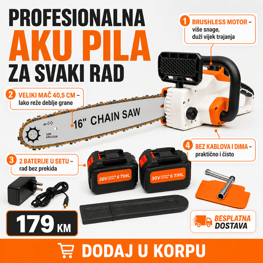 Profesionalna Aku Lančana Pila – Baštenske Mašine i Motori – – slika 1