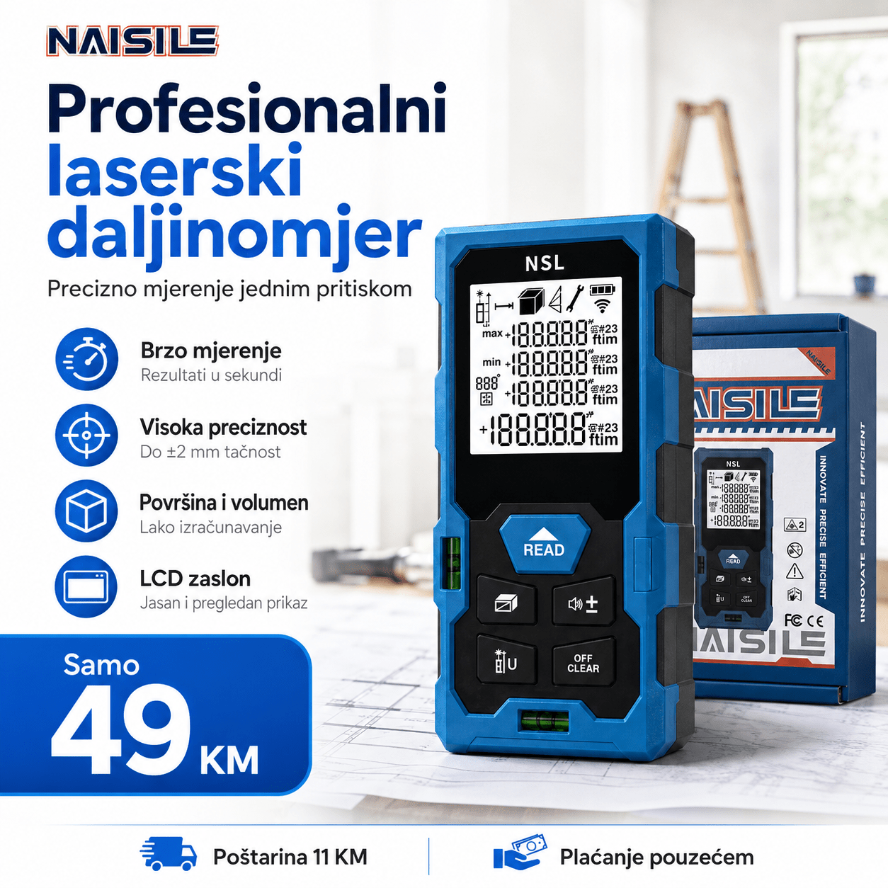 Profesionalni Laserski Daljinomjer – – – slika 1
