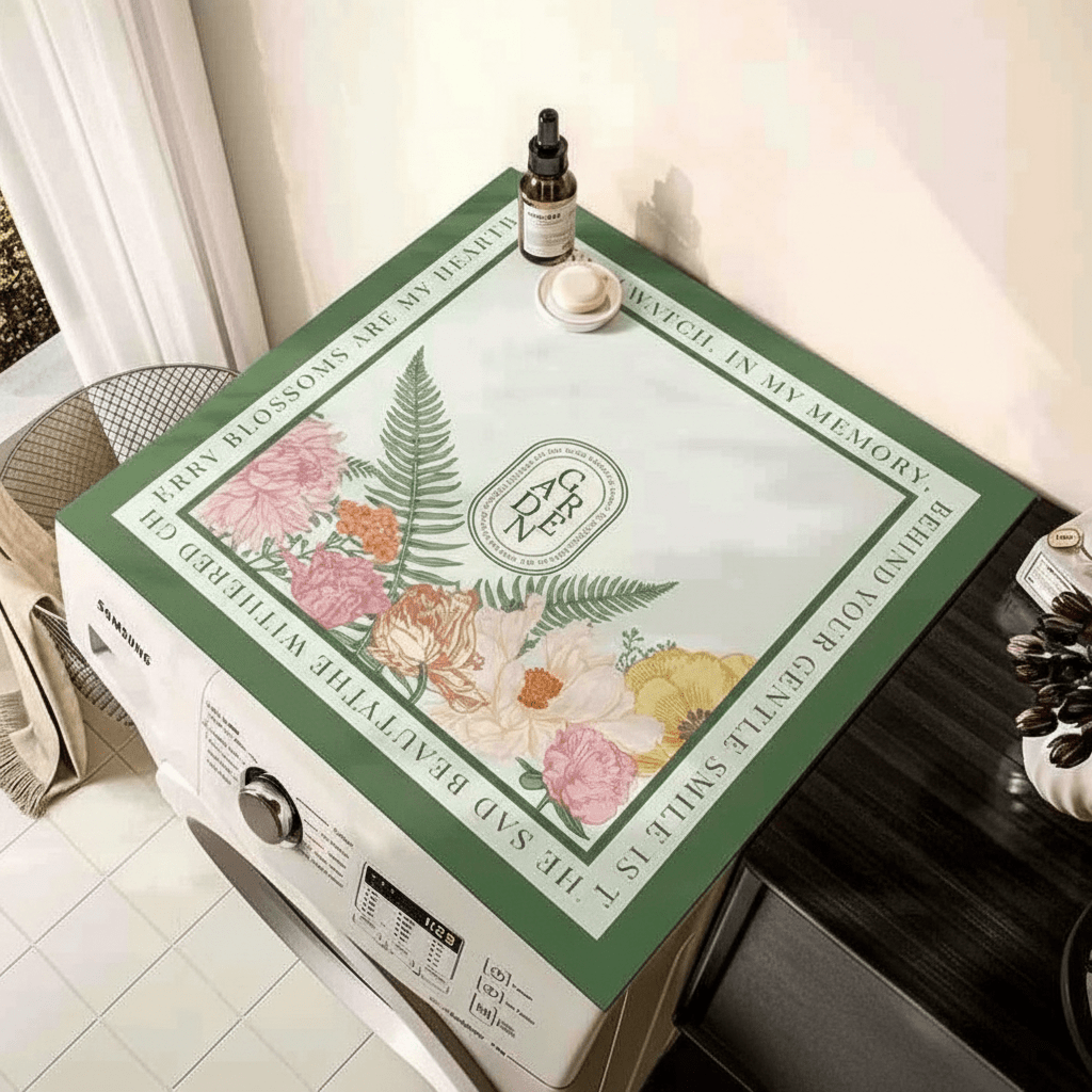 Prostirka za Veš Mašinu s Cvjetnim Uzorkom – Kućni tekstil – 60x60 cm Zelena s cvjetnim uzorkom – slika 3