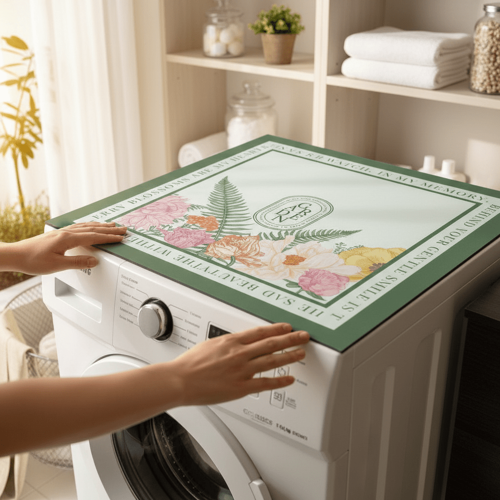 Prostirka za Veš Mašinu s Cvjetnim Uzorkom – Kućni tekstil – 60x60 cm Zelena s cvjetnim uzorkom – slika 5