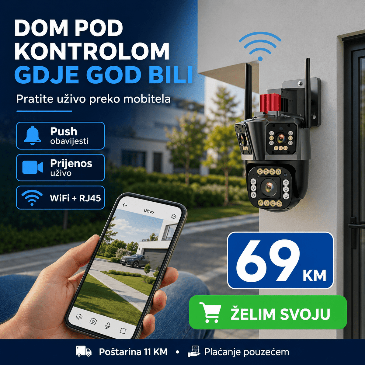 PTZ 3-u-1 Pametna Sigurnosna Kamera – Sigurnost i Taktičko – – slika 2