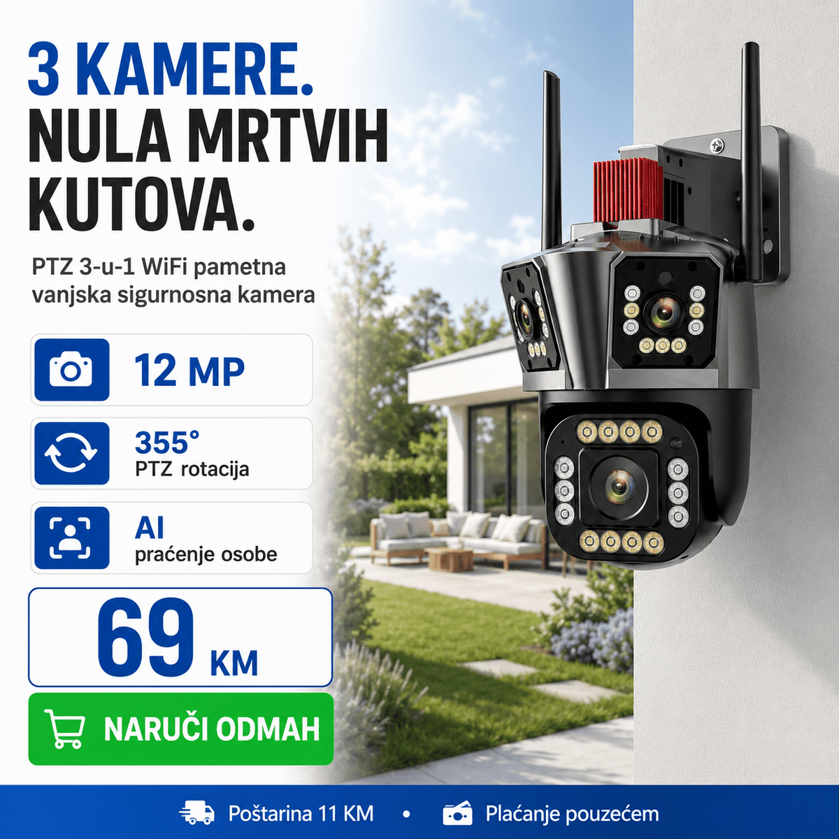 PTZ 3-u-1 Pametna Sigurnosna Kamera – Sigurnost i Taktičko – – slika 4