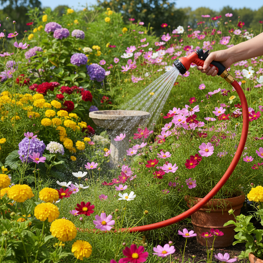 Rastezljivo Vrtno Crijevo 15 metara sa Prskalicom – Vrtna Oprema – Mesing Premium – slika 2