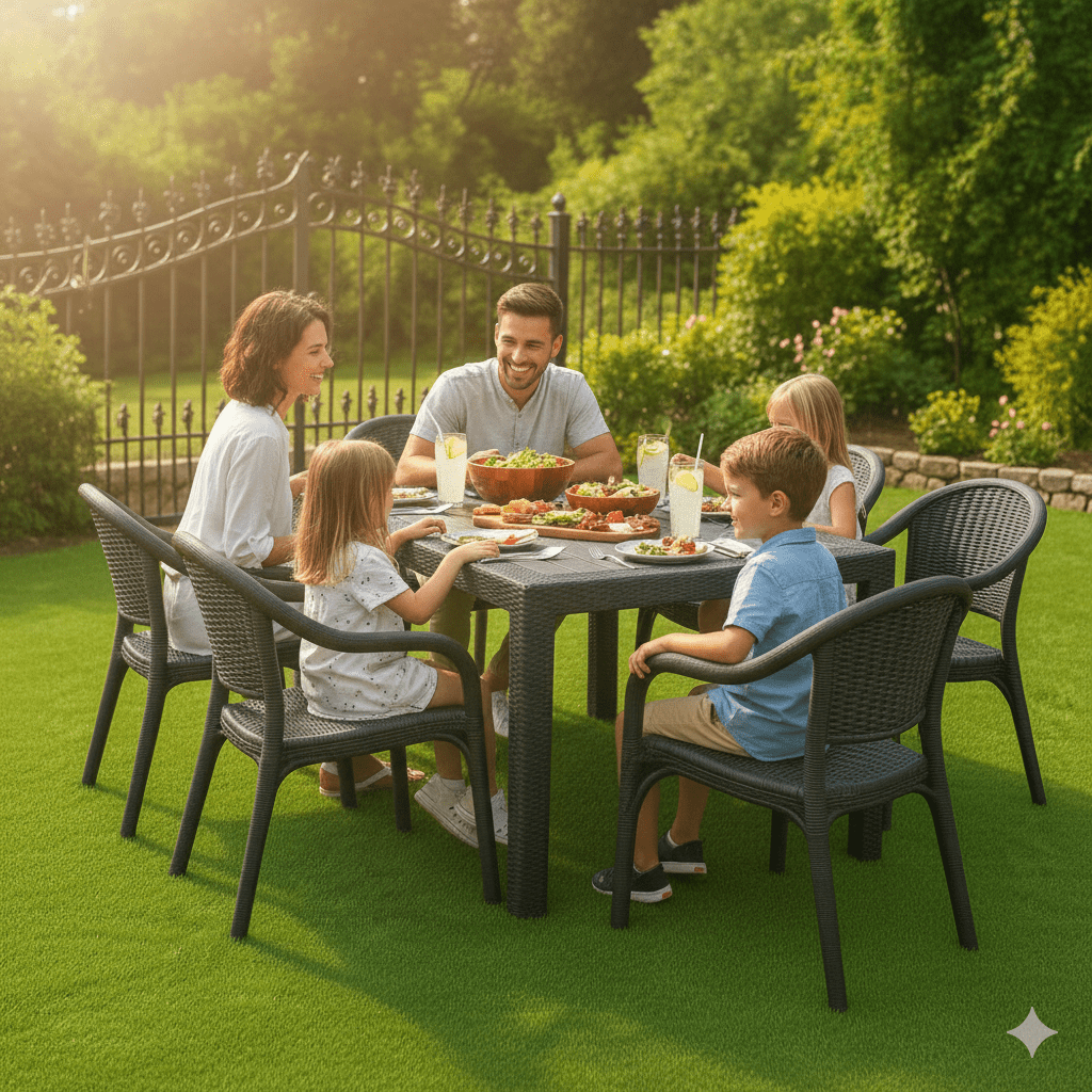 Ratan Vrtni Stol 120 x 70 cm – – Bež Samo Stol – slika 4