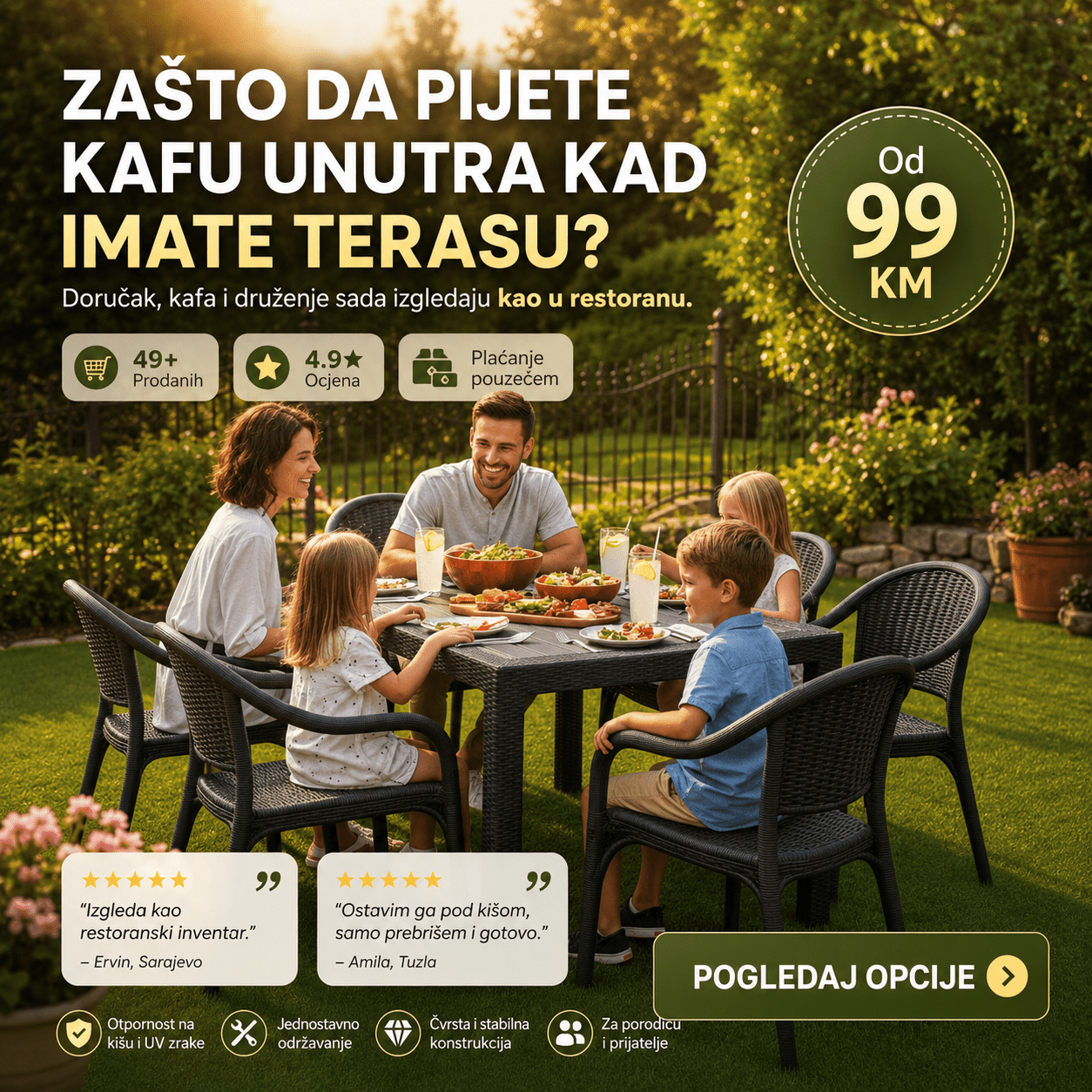 Ratan Vrtni Stol 120 x 70 cm – Uređenje Bašte i Dvorišta – Bež Samo Stol – slika 4
