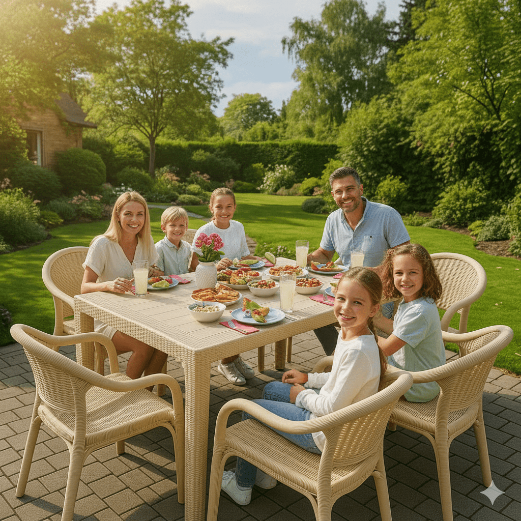 Ratan Vrtni Stol 120 x 70 cm – – Bež Samo Stol – slika 5