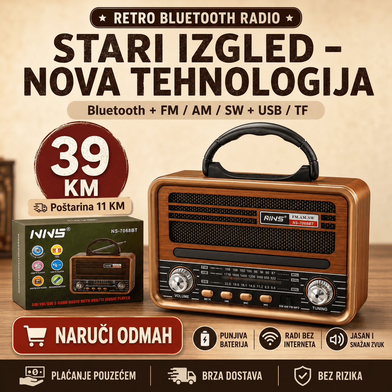 Retro Bluetooth Radio – – – slika 2
